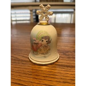 Precious Moments 1999 Bell Sliding Into The New Century Joy Snowflake Handle